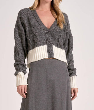 Elan - Elan Two-Tone Sweater Cardigan