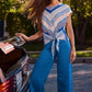 Charlie B - Striped Tie-front Blouse