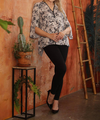 Joseph Ribkoff - Snakeskin Print Embellished Tunic Top