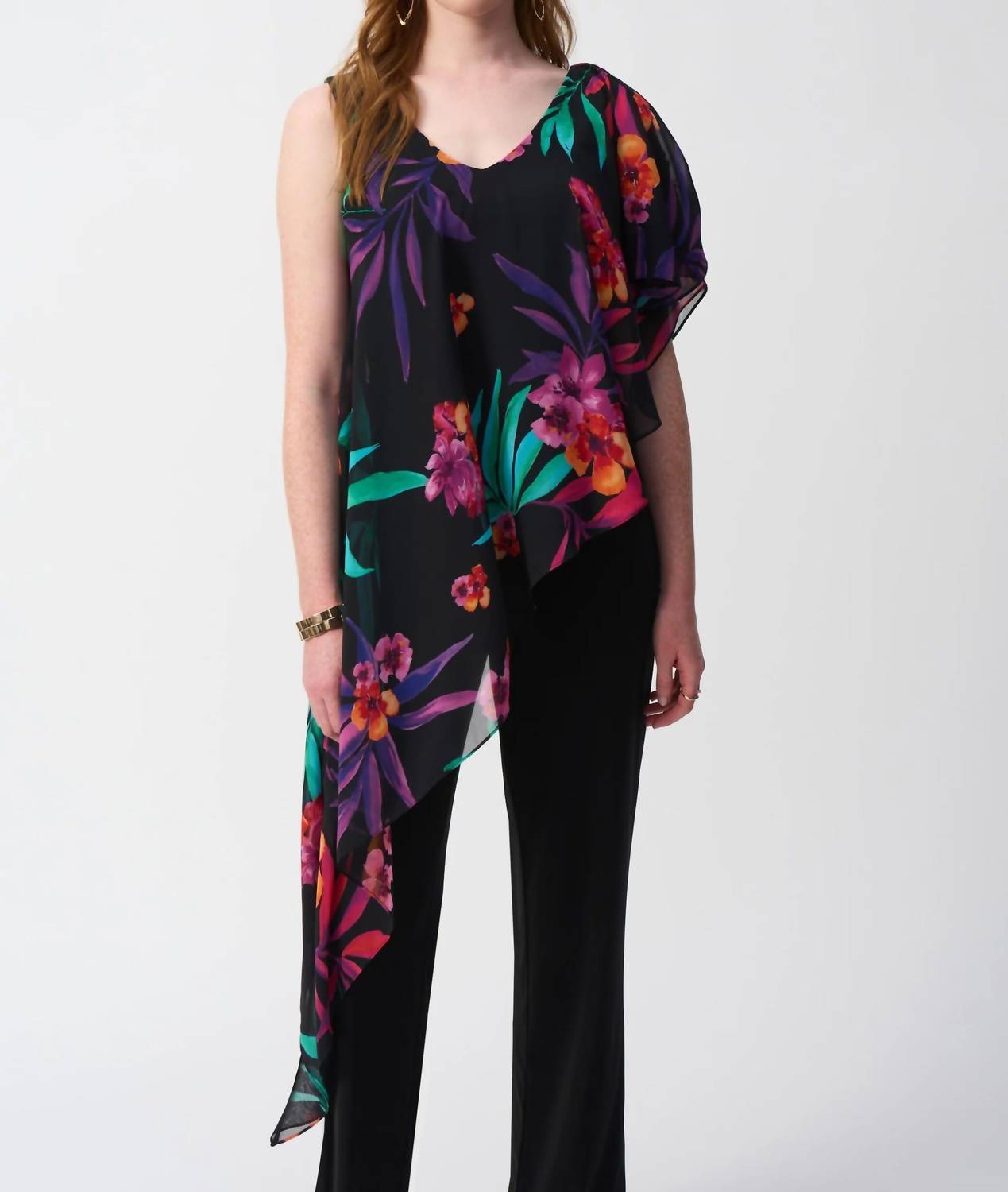 Joseph Ribkoff - Tropical Chiffon Overlay Jumpsuit