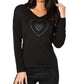 Angel Apparel - V-Neck Pleather Heart Detail Top
