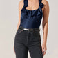 Astr - Morrigan Satin Ruffle Halter Top