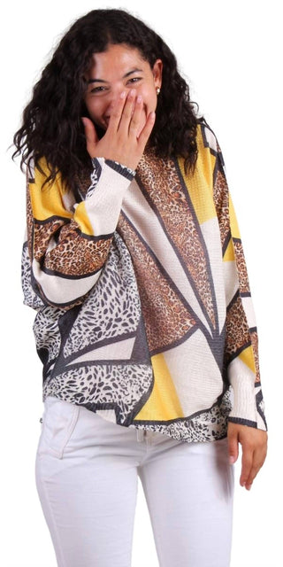 Gigi Moda - Daria Abstract Leopard Print Batwing Sweater