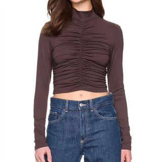 Susana Monaco - Mock Neck Gathered Long Sleeve Top