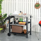 Outsunny Three-Shelf Outdoor Grill Cart with Stainless Steel Tabletop