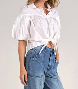 Elan - Bubble Sleeve Button Up