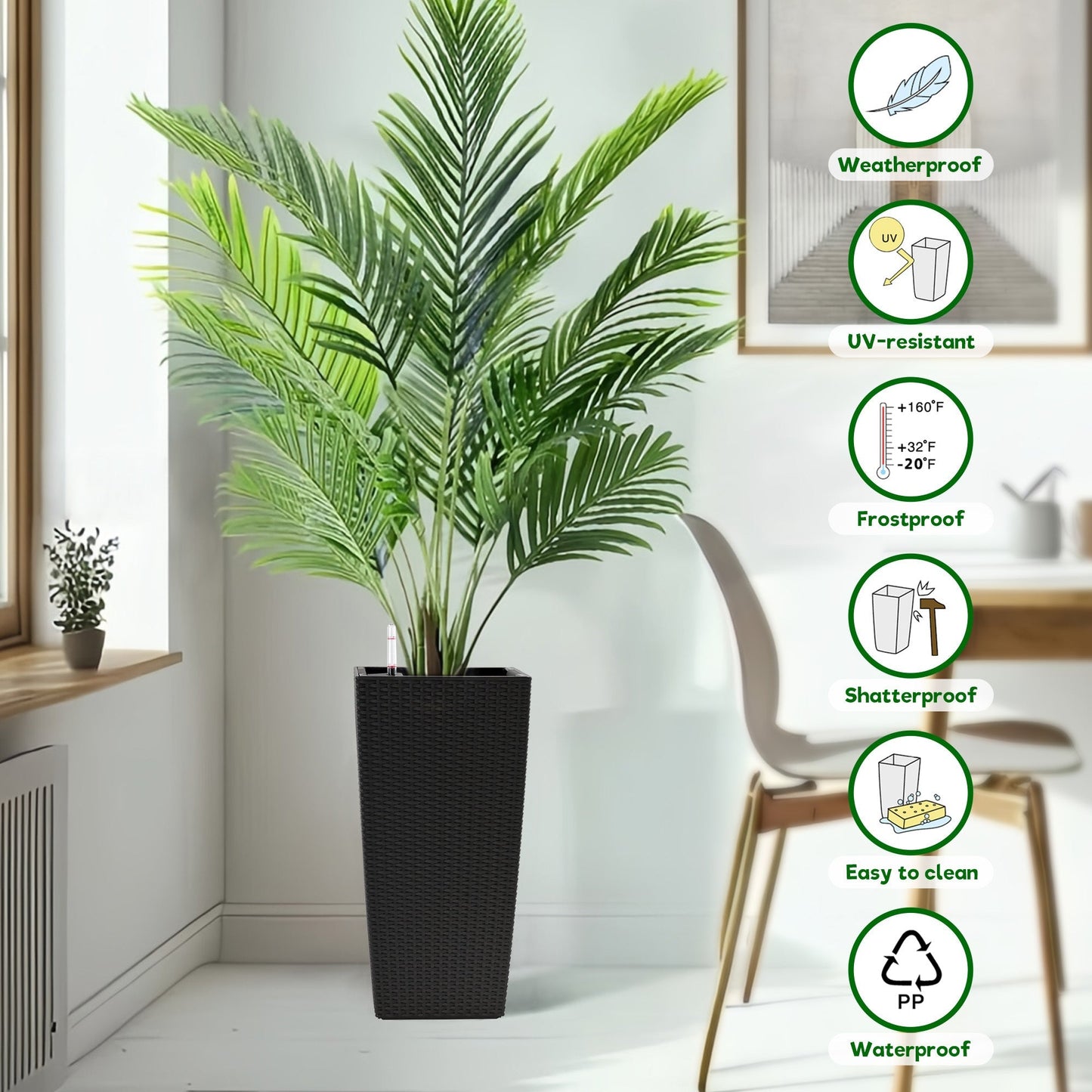 Pack of 2 Square Planters with Automatic Watering System