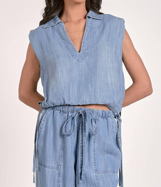 Elan - Chambray Cinch Waist Top