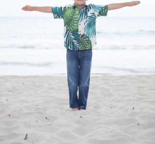 Coradorables - Boys Monstera Short Sleeve "kalani" Aloha Shirt