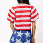 Queen Of Sparkles - STRIPE COTTON POOF SLEEVE TIE TOP