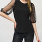 Joseph Ribkoff - Embellished Mesh Sleeves Top