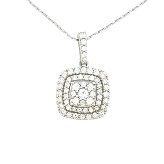 Aamiaa - 1.00 Carat Natural Diamond Cushion Double Halo Pendant