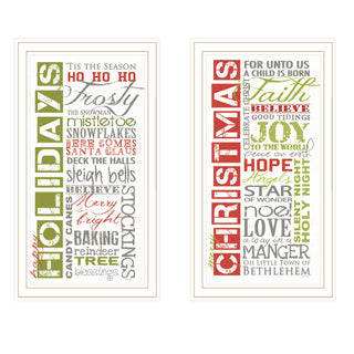 Trendy Decor 4U 2-Piece Vignette “Happy Holidays” Black Framed Wall Art by Marla Rae