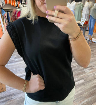 Entro - Braided Detail Cap Sleeve Top