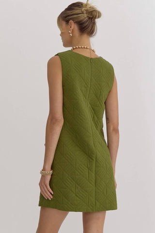 Entro - Textured V-neck Sleeveless Mini Dress