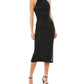 Mac Duggal - Beaded High Neck Halter Midi Dress Sleeveless
