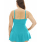 Always For Me - Plus Size Twist Front Bandeau Strapless Shirred Swimdress