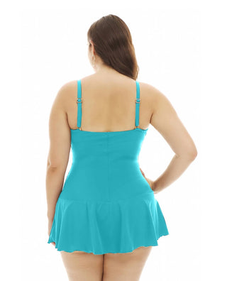 Always For Me - Plus Size Twist Front Bandeau Strapless Shirred Swimdress
