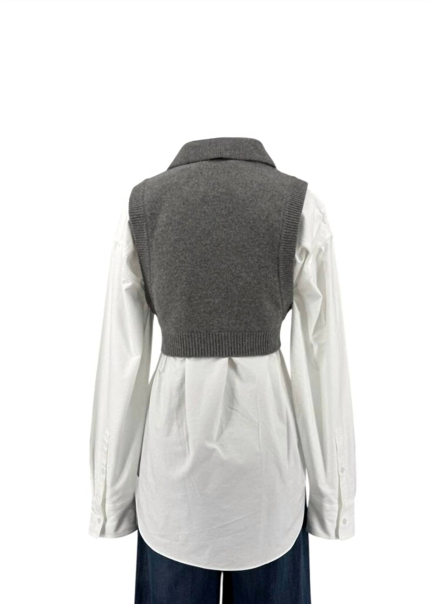 Alexander Wang - Oxford Bi-layer With Cropped Wool Vest