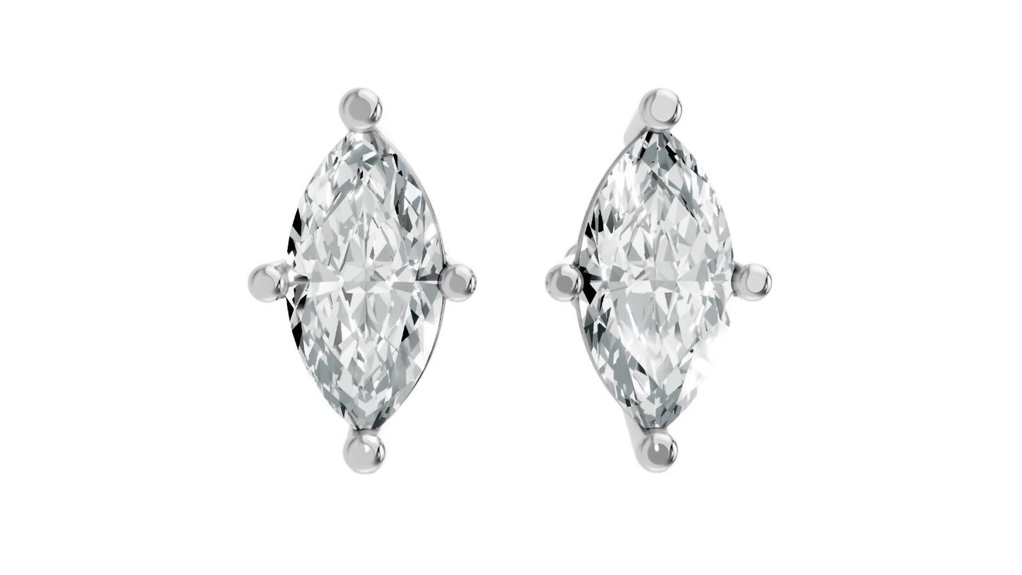 Aamiaa - Women's Marquise Shape 4 Prong Push Back Studs