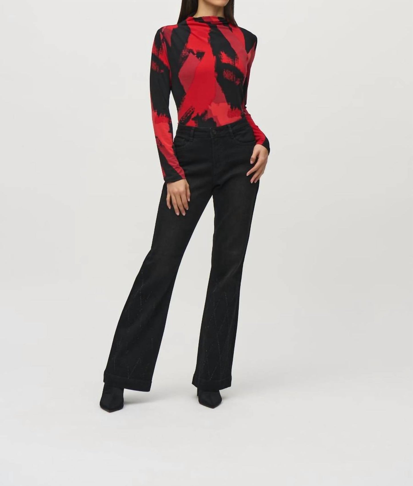 Joseph Ribkoff - Abstract Print Mock Neck Top