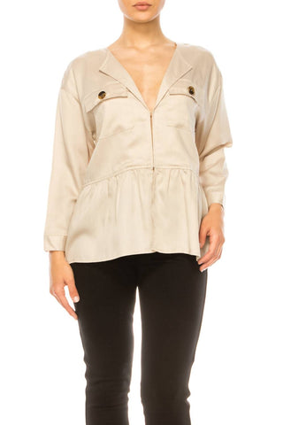 Hester & Orchard - Long Sleeve Peplum Jacket Top