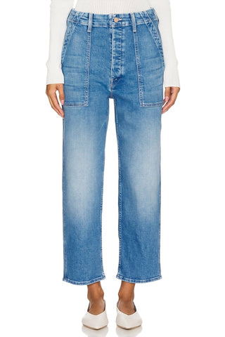 Mother - Patch Pocket Private Flood Wide Straight Leg Jean