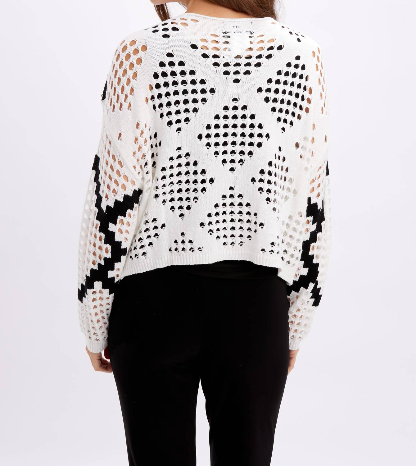 Frank Lyman - Geometric Crochet Knit Top