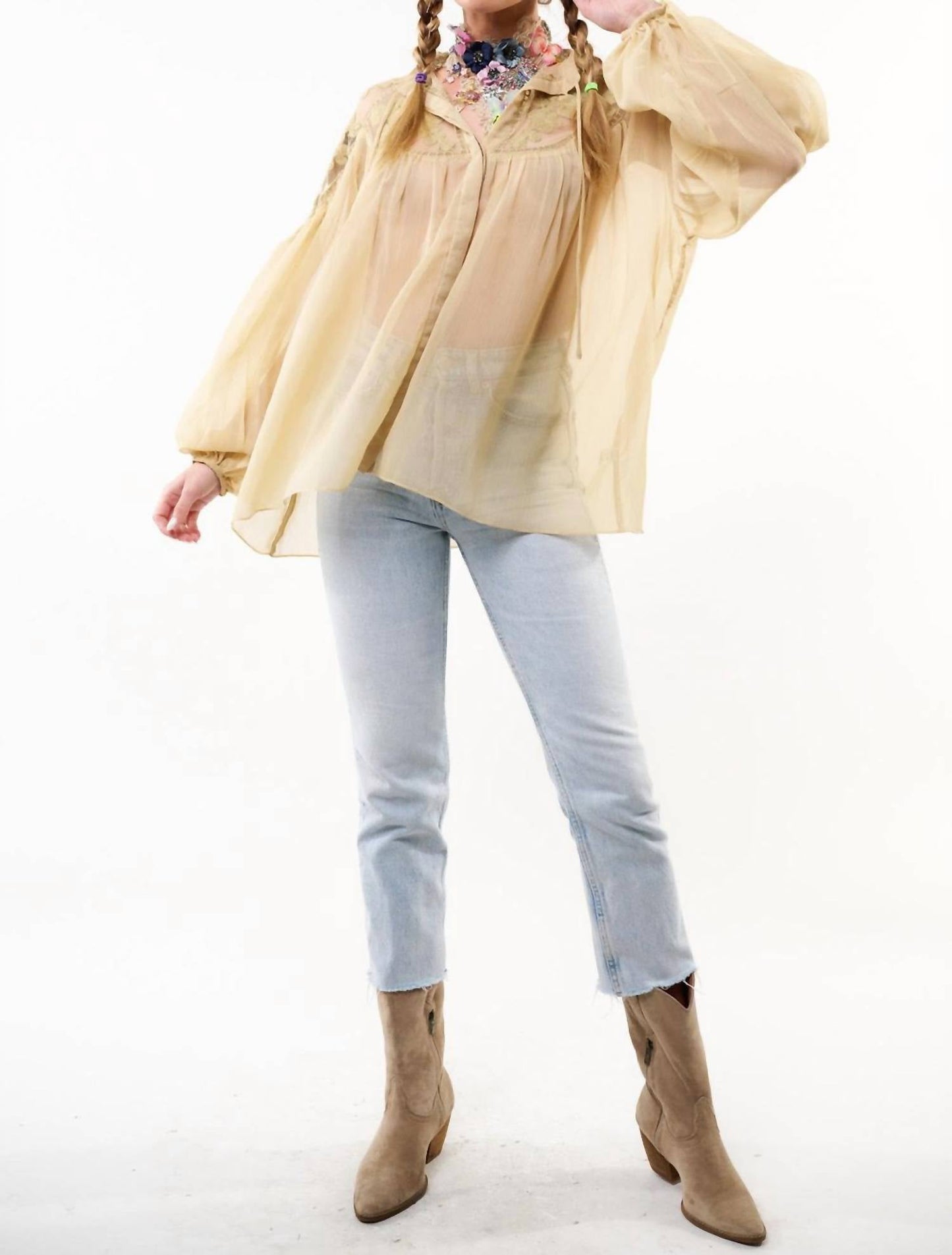 Aratta - Camellia Embroidered Chiffon Blouse