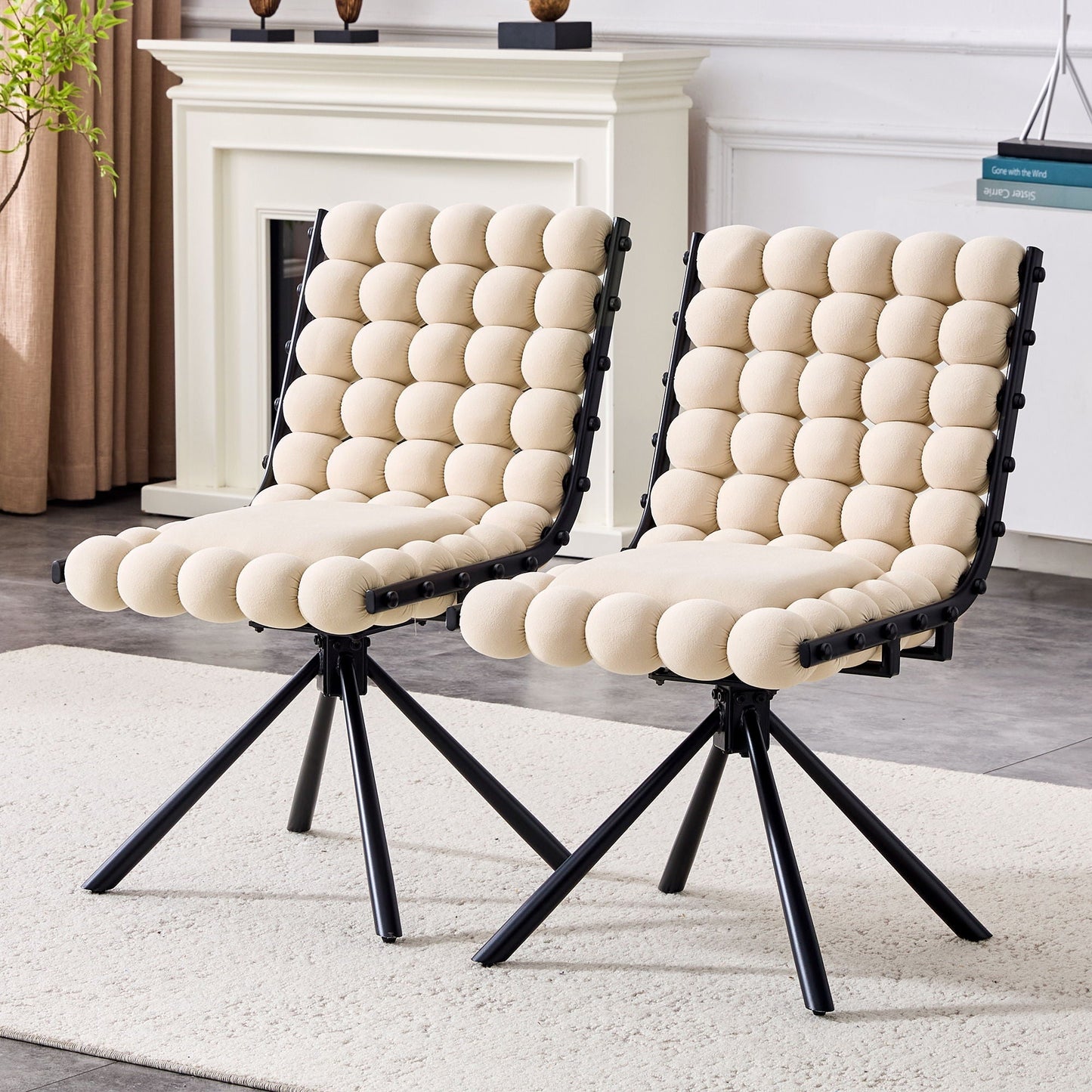 Puffy Bubble Ball Chain Dining Chairs For Dining Room (Set of 2)