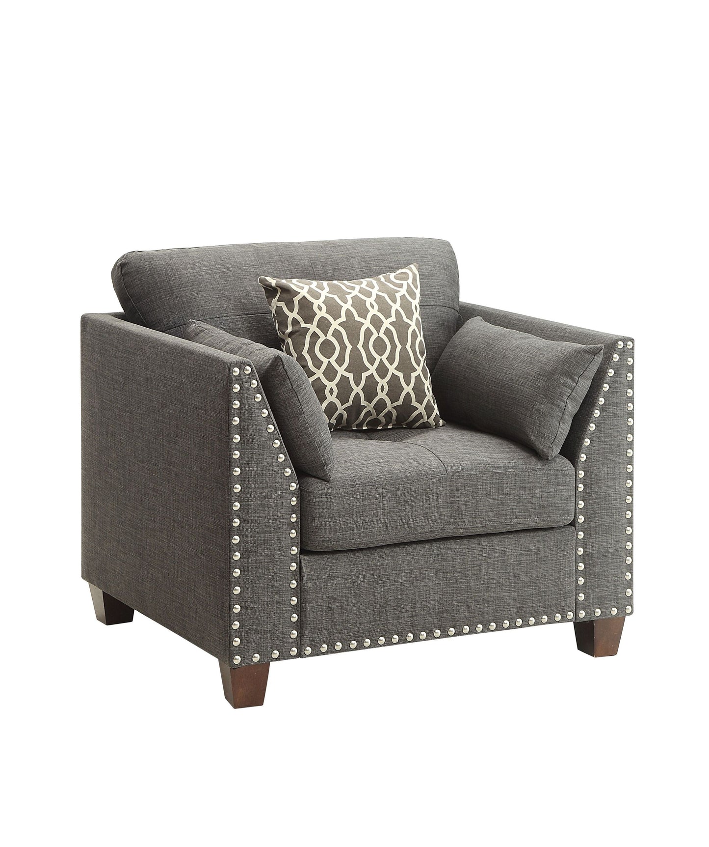 Laurissa Light Charcoal Linen Chair with 3 Pillows