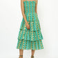 Oliphant - Smocked Tie Strap Ruffle Midi Dress