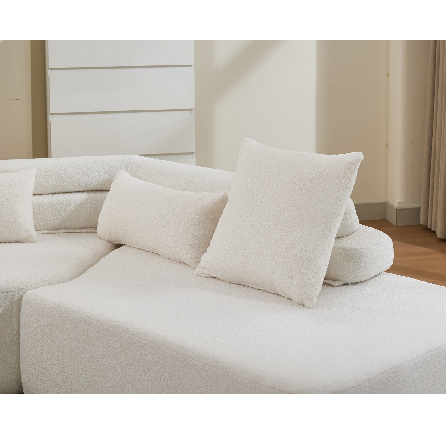 128" Minimalist Cloud Sectional Couch in Beige