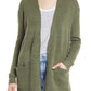 Caslon Collarless Open Front Long Cardigan - Green Sorrel