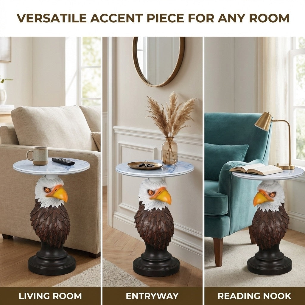 Eagle Head Accent Table Animal Statue End Table
