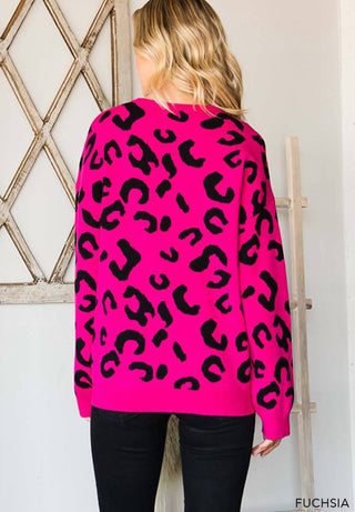 Cotton Bleu - Leopard Long Sleeve Sweater