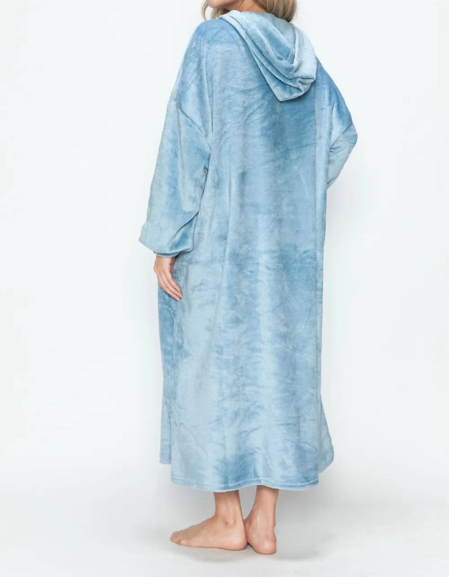 Double Take - Full Size Pocketed Hooded Midi Lounge Dress