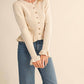 &Merci - Ruffle Hem Ribbed Knit Cardigan