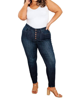 Judy Blue - High Waist Hand Sanded Resin Skinny Jeans