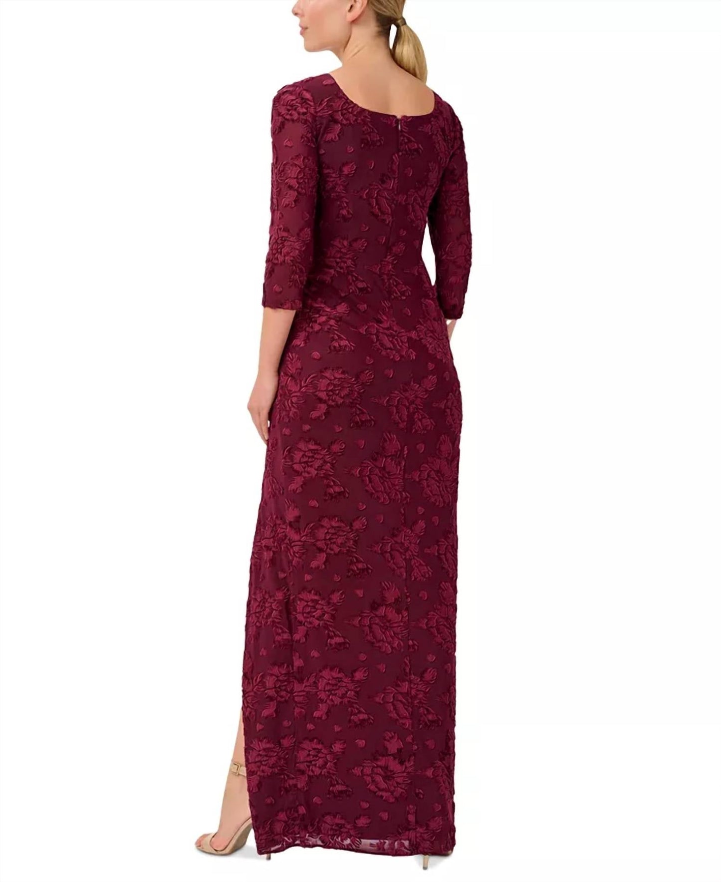 Adrianna Papell - Women's Burnout Velvet Ruched Gown