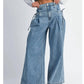 Mable - Pleat Pocket Wide Leg Jeans