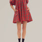 Entro - Plaid Puff Sleeve Holiday Dress