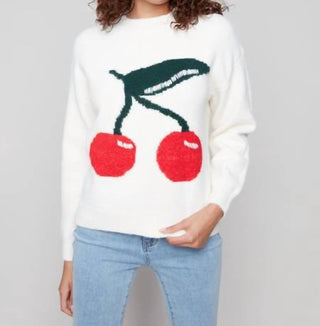 Charlie B - Cherry Fuzzy Drop Shoulder Sweater