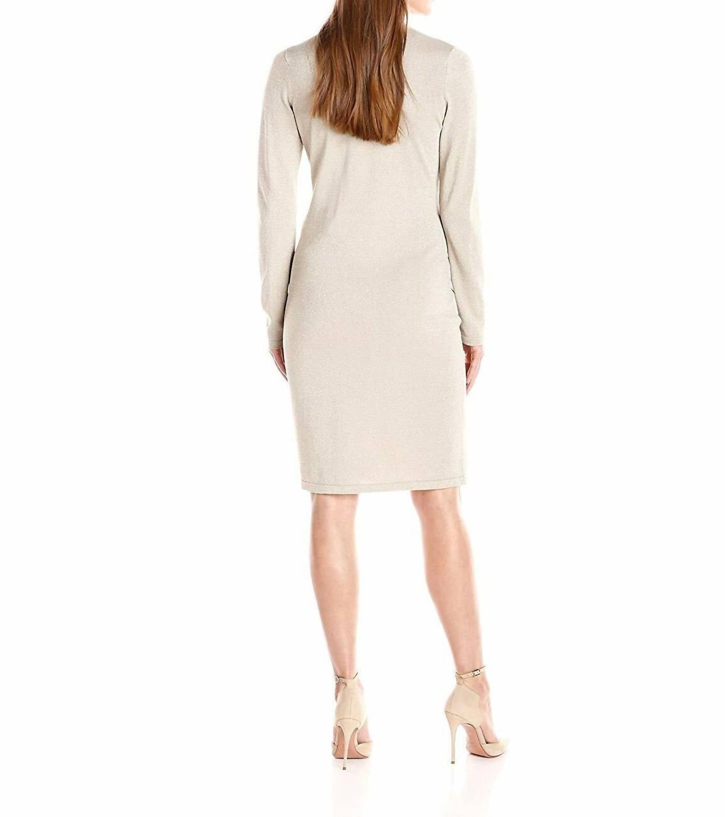 Calvin Klein - Glitter Sheath Knit Lace Up Sweater Dress