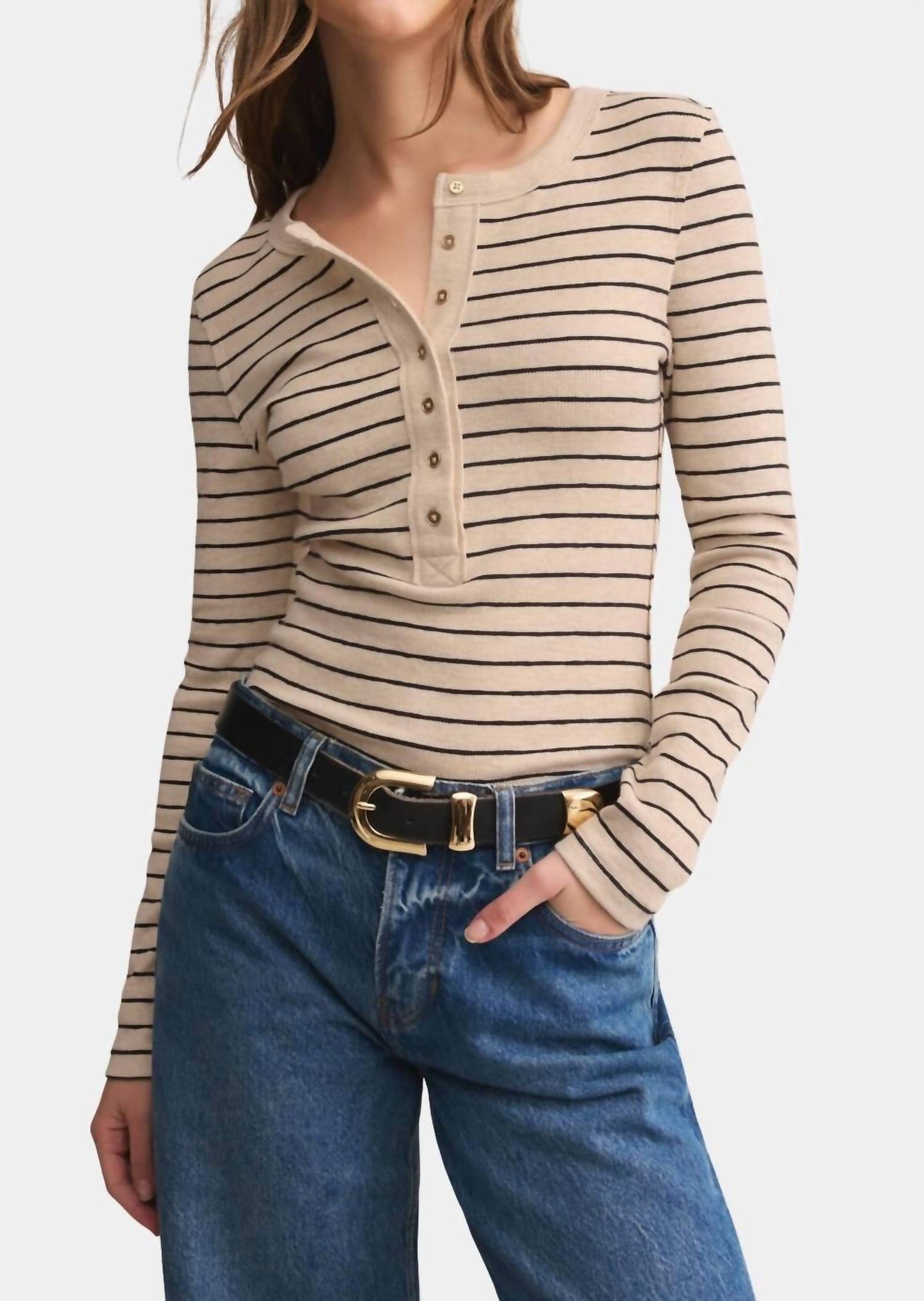 Z Supply - Women's Eve Stripe Henley Long Sleeve Top