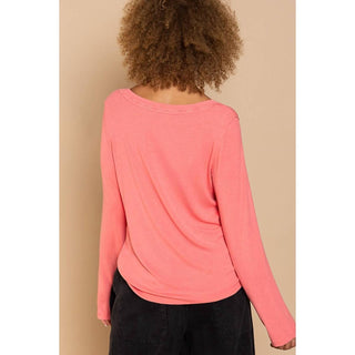 Pol - V-Neck Button Down Top