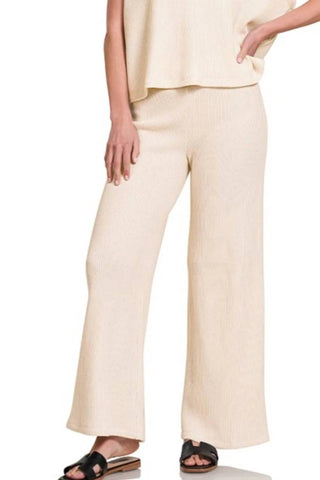 Trendsi - Zenana Rolled Sleeve Top and Pants Sweater Set