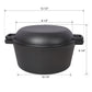 Pre-Seasoned 3 in 1 Cast Dutch Oven with Skillet Lid, 5 Quart - Black
