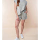 White Birch - High Waisted Washed Scuba Shorts