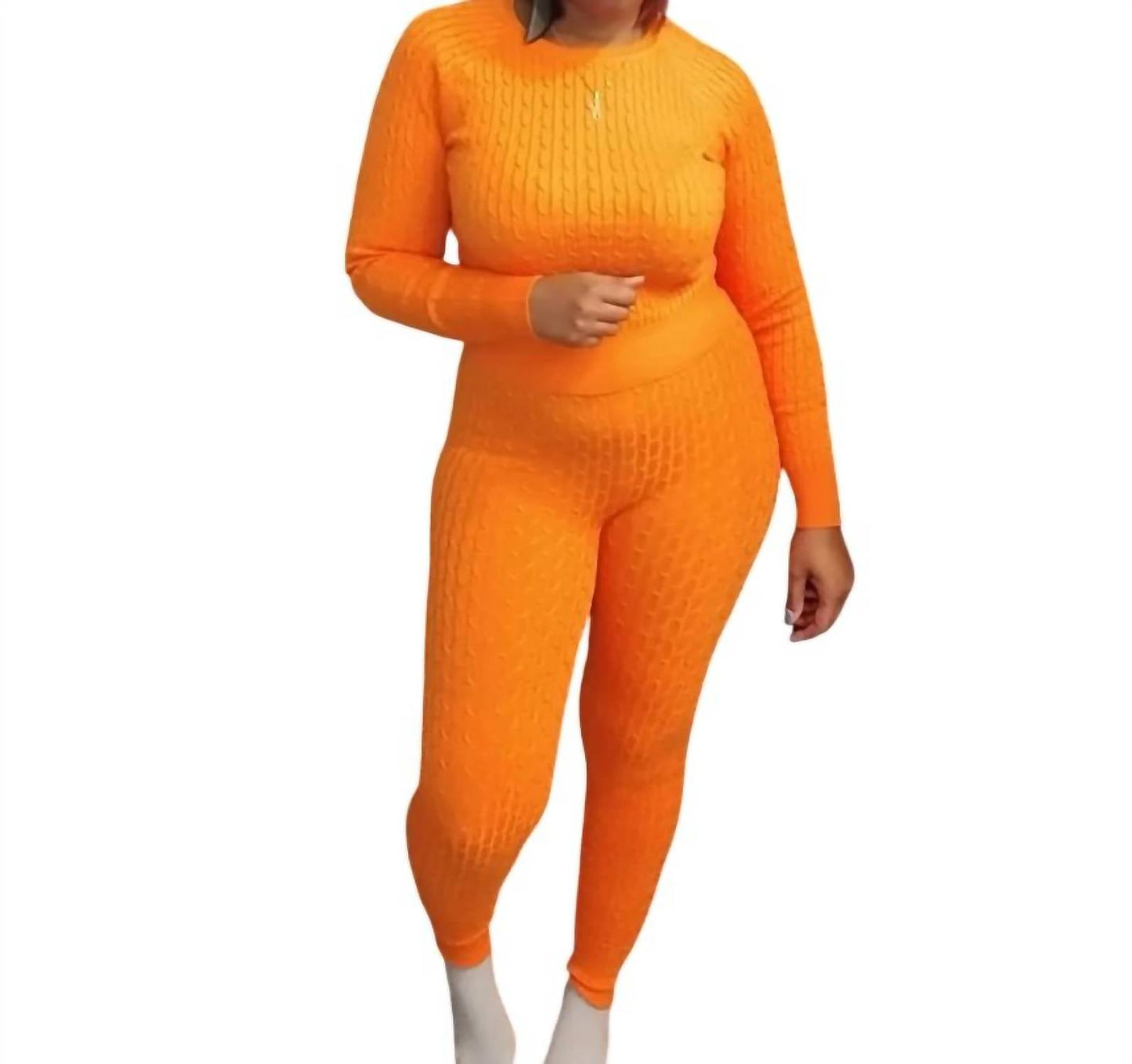 Beyouty - Women Cable Knit Sweater & Pants Set